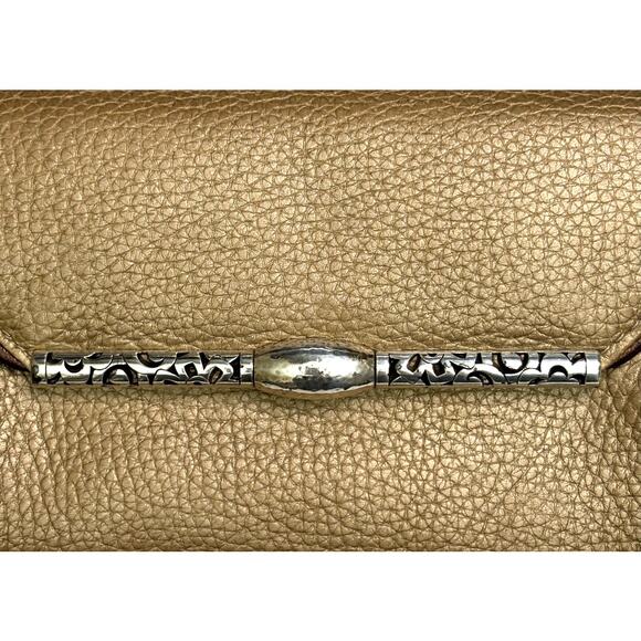 Vintage BRIGHTON Women’s Tan Shimmer Multi Divided Pocket Envelope Wallet - Picture 8 of 8